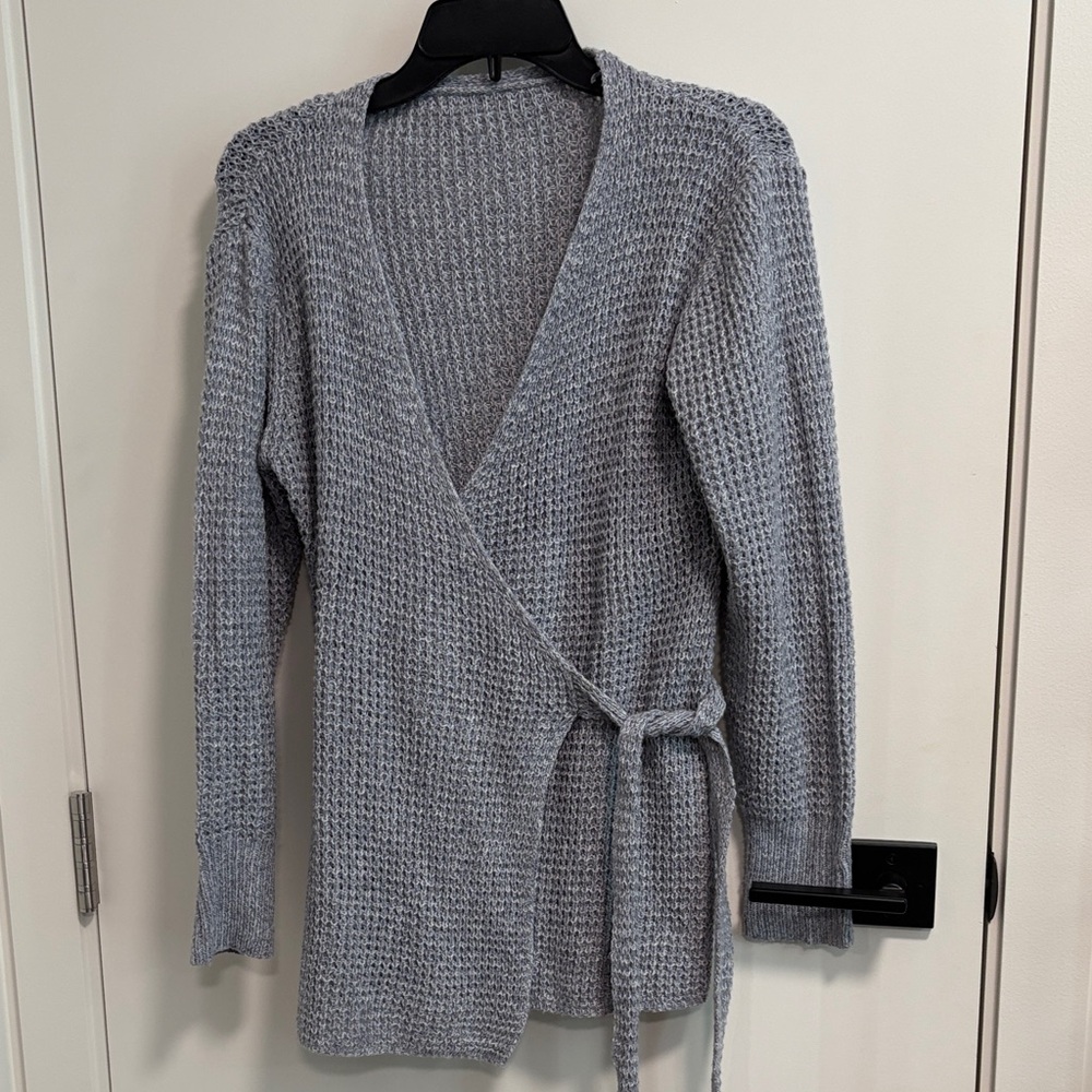 Amazon Women's Gray V-Neck Wrap Cardigan Sweater